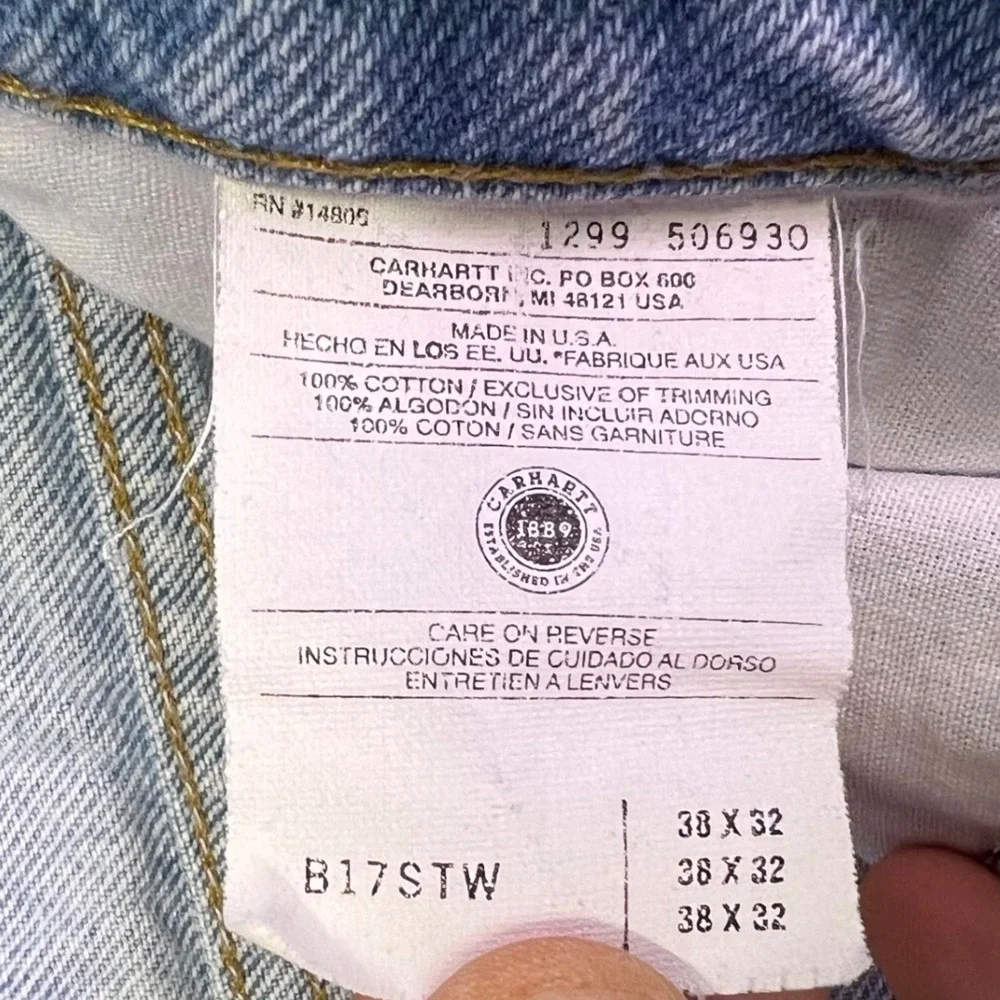 VTG Carhartt‎ Jeans Mens 36x31 Light Wash Relaxed Tapered Workwear B17STW USA
